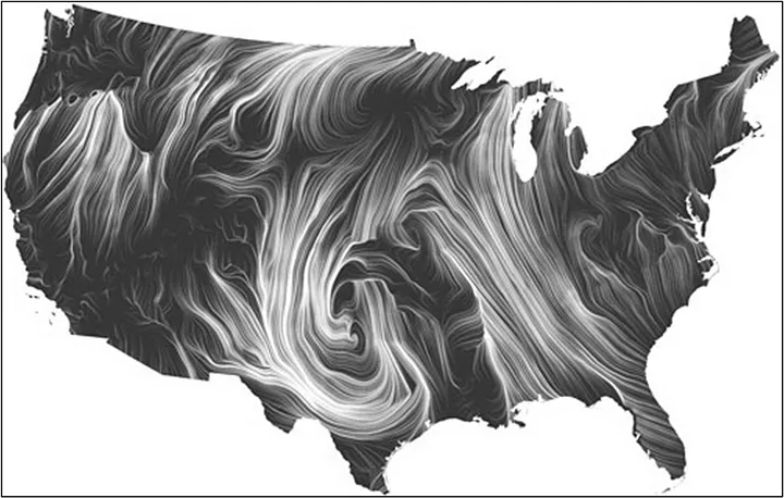 “Wind Map” — to visualize wind patterns across the United States in real-time.